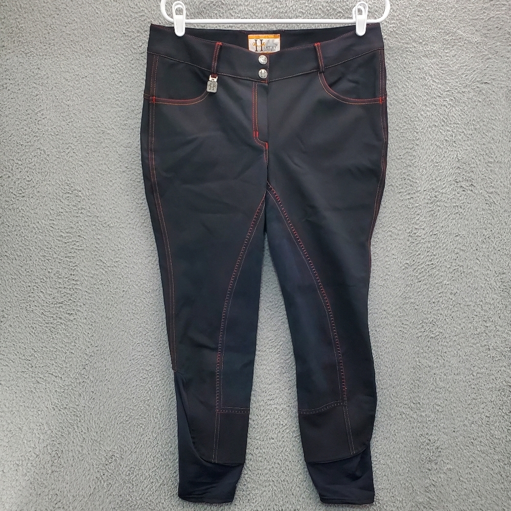 Huntley Equestrian Full Seat Breeches Pants Black Red Orange Womens 34